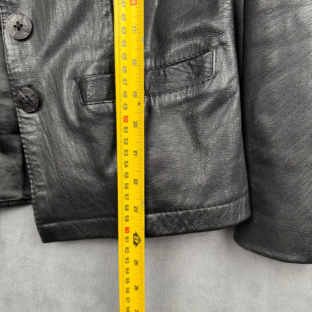 Vintage LEATHERS MASTER Black‎ Genuine Leather Blazer Jacket Womens M Button - Picture 3 of 6